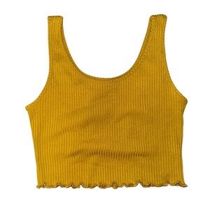 NEW Good Luck Gem NORDSTROM Mustard Ribbed Crop Tank Top Medium